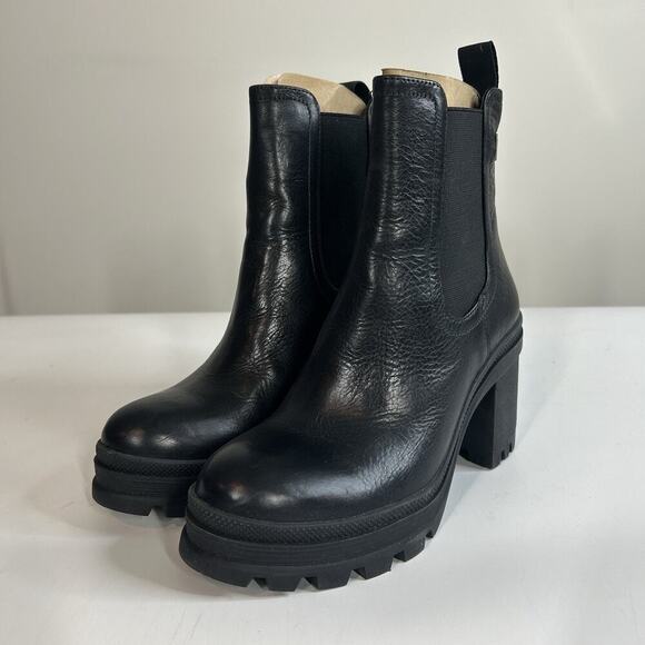 Veronica Beard Winnie Chelsea Boot Womens 5.5 M Black Leather Pull On Heeled - Picture 1 of 8